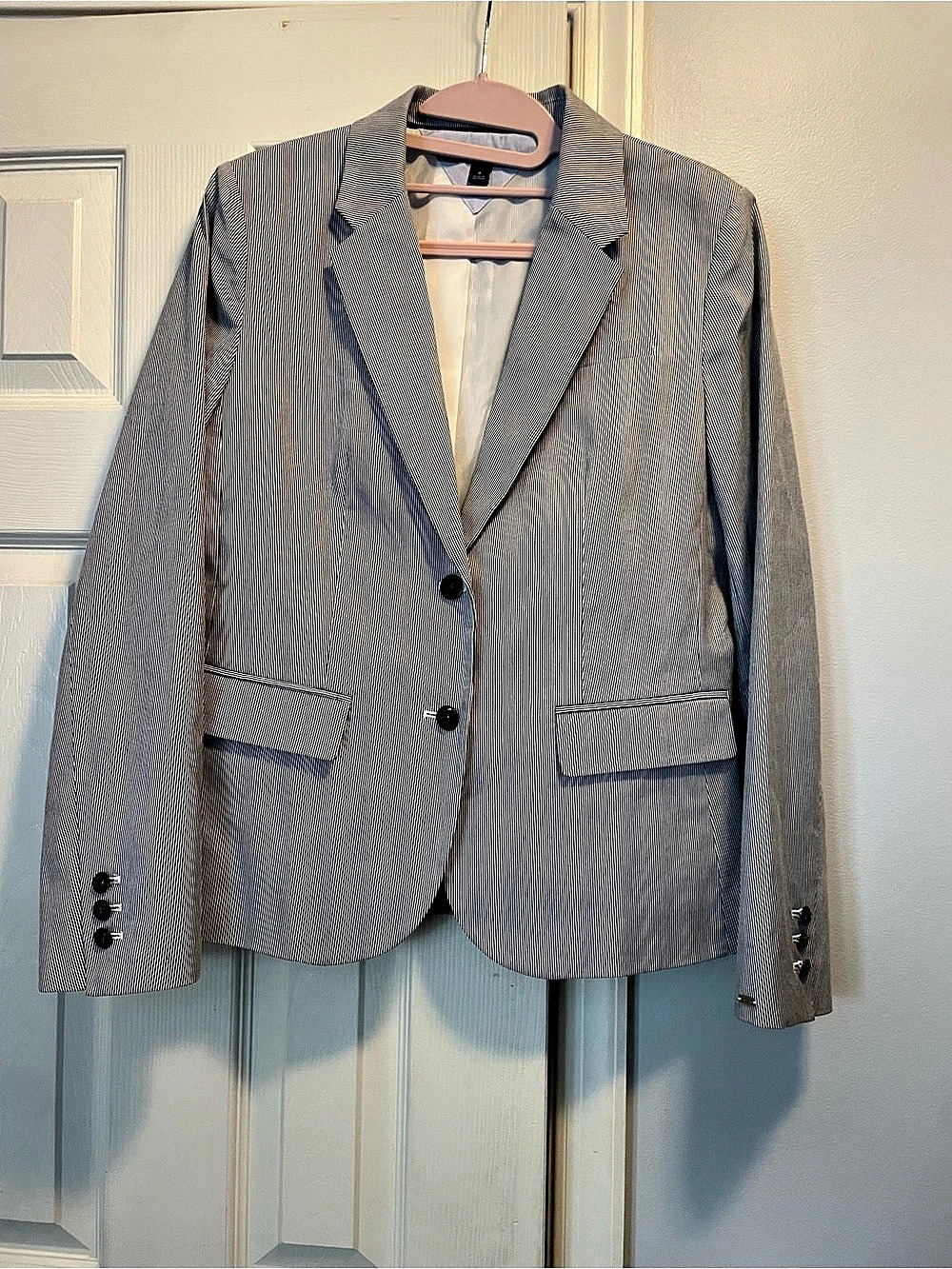 Tommy Hilfiger Striped Blazer in Gray & White Size 8 New